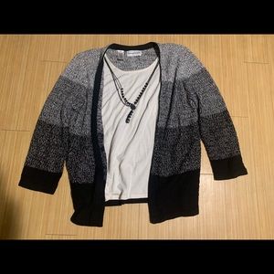 Grey knit sweater shirt with beautiful necklace